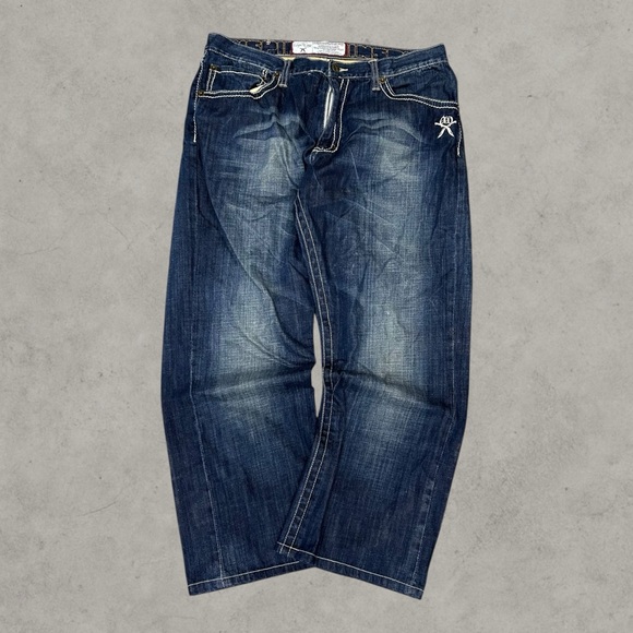 Artful Dodger Jeans Mens 34x30 Blue Y2K Baggy Grunge Wide-Leg Hip Hop Mallgoth